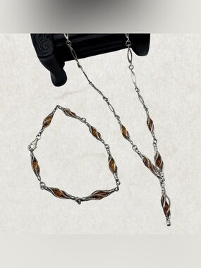 Vintage sterling silver set with Amber Brand New